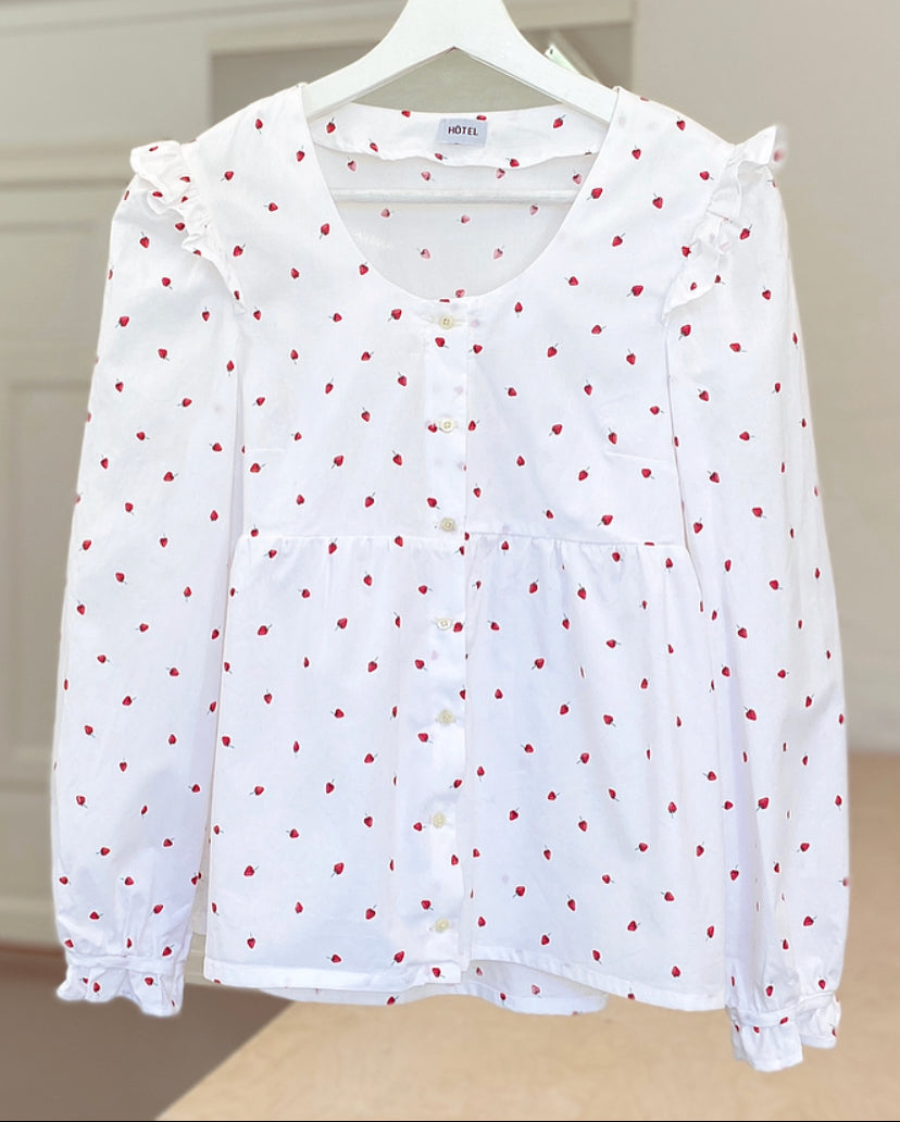 Belleville Strawberry ruffle blouse