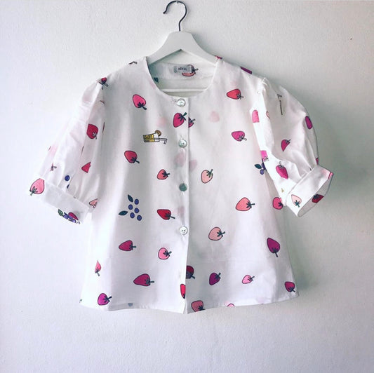 Hand printed "Fraisier puffy sleeves shirt"